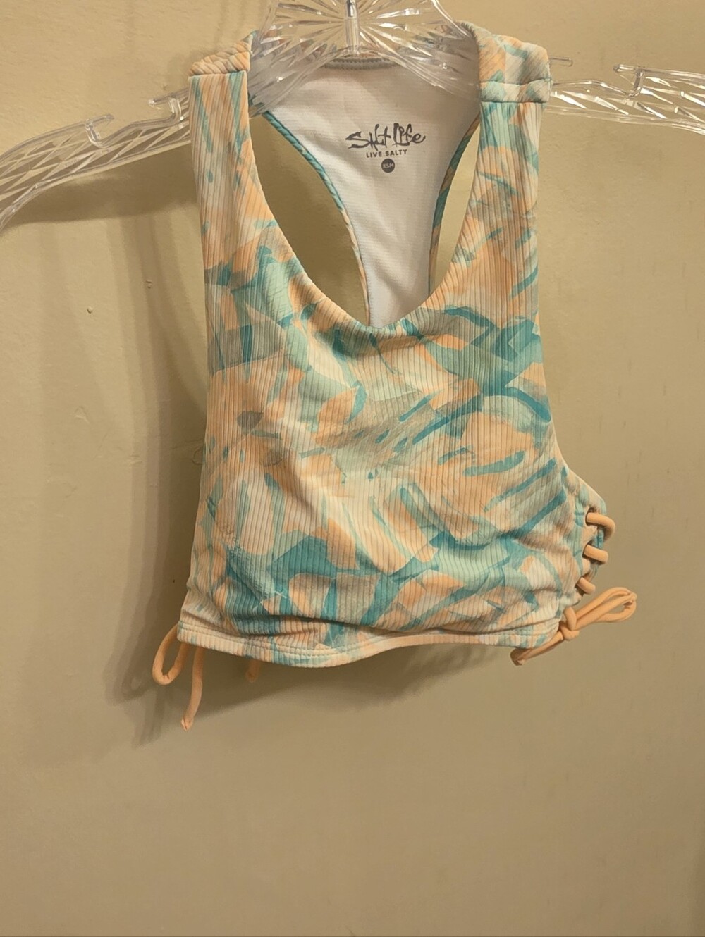 Salt Life Women's Teal & Peach Ribbed Racerback Tank